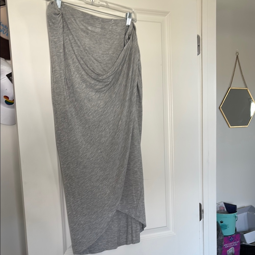 Charlotte Russe Gray Asymmetrical Wrap Maxi Skirt